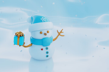 Christmas background snowman and snowflakes
