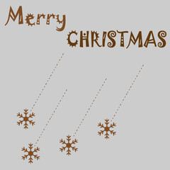 Merry Christmas  card with stars or snow  flake