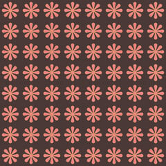 Vintage floral seamless pattern. 1960s. 1970s retro aesthetique. Simple geometric flowers, abstract vector illustration. Groovy graphic print for fabric, paper, stationery