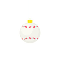 Baseball ball hanging as Christmas tree decoration