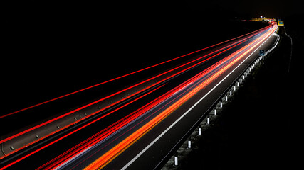 Fototapeta na wymiar Traffic at night. Travel highspeed concept.