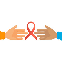 AIDS icon and two hands reaching out to each other.