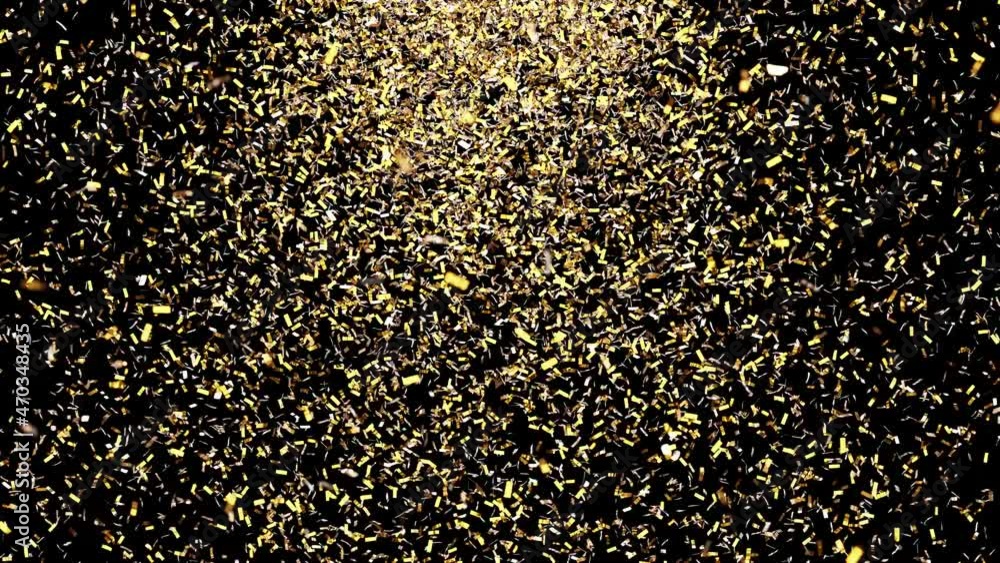 Aufkleber realistic looping 3d animation of the golden metallic christmas confetti falling down rendered in uh