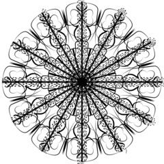 Mandala from abstract elements. Round monochrome pattern.