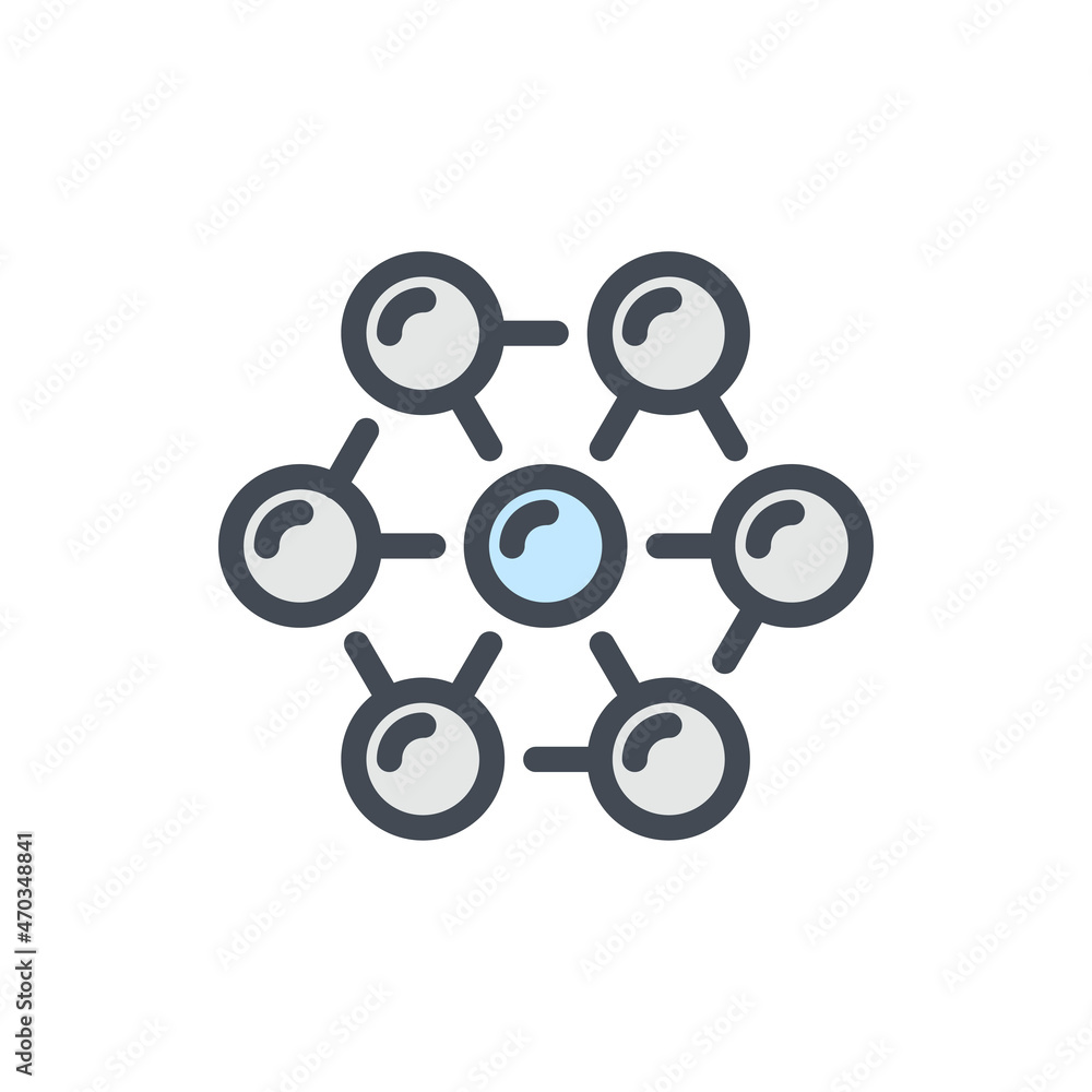 Aufkleber molecule formula color line icon. chemical compound and structure connection vector outline colorful