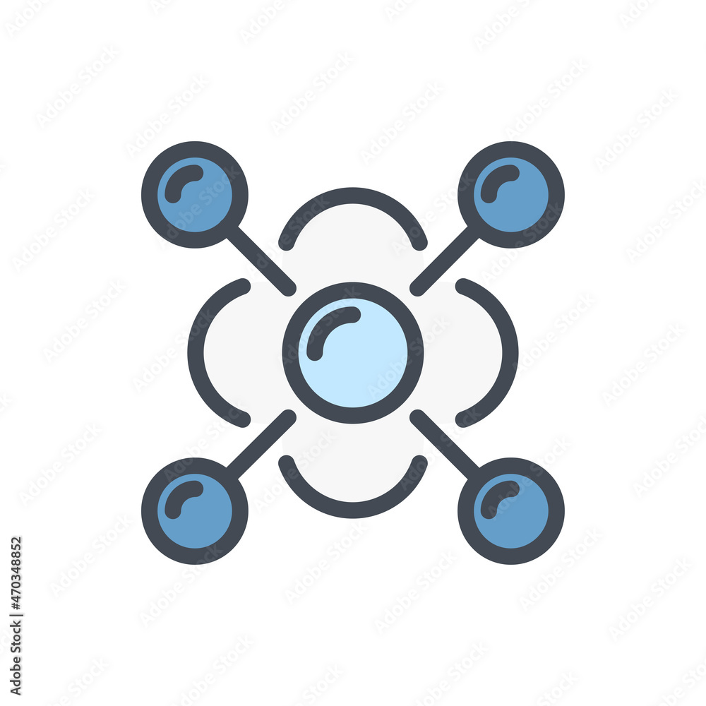 Aufkleber molecule formula color line icon. chemical compound and structure connection vector outline colorful
