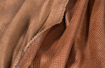 brown artificial leather texture. brown background from eco-leather.