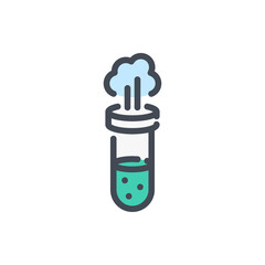 Obraz premium Chemical reaction with liquid vapors color line icon. Test tube with liquid and steam vector outline colorful sign.