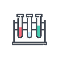 Stand with test tubes color line icon. Laboratory equipment and glassware vector outline colorful sign.