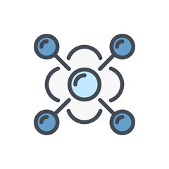 Molecule formula color line icon. Chemical compound and structure connection vector outline colorful sign.