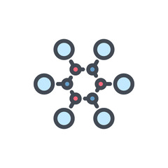 Molecule formula color line icon. Chemical compound and structure connection vector outline colorful sign.