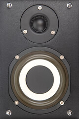 the front of the two-channel audio speaker system