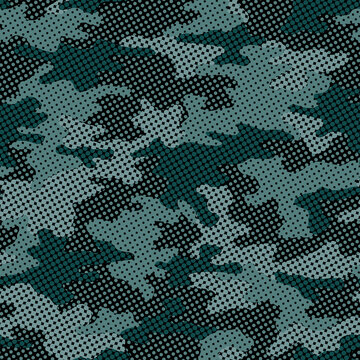 Full seamless military camouflage skin halftone dotted pattern vector for decor and textile. Ornamental pointed army masking design for hunting textile fabric print and wallpaper. Design for trendy fa