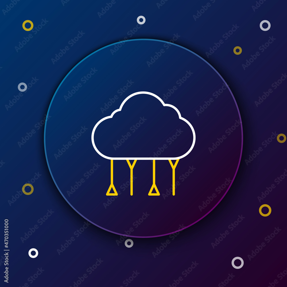 Poster line network cloud connection icon isolated on blue background. social technology. cloud computing c