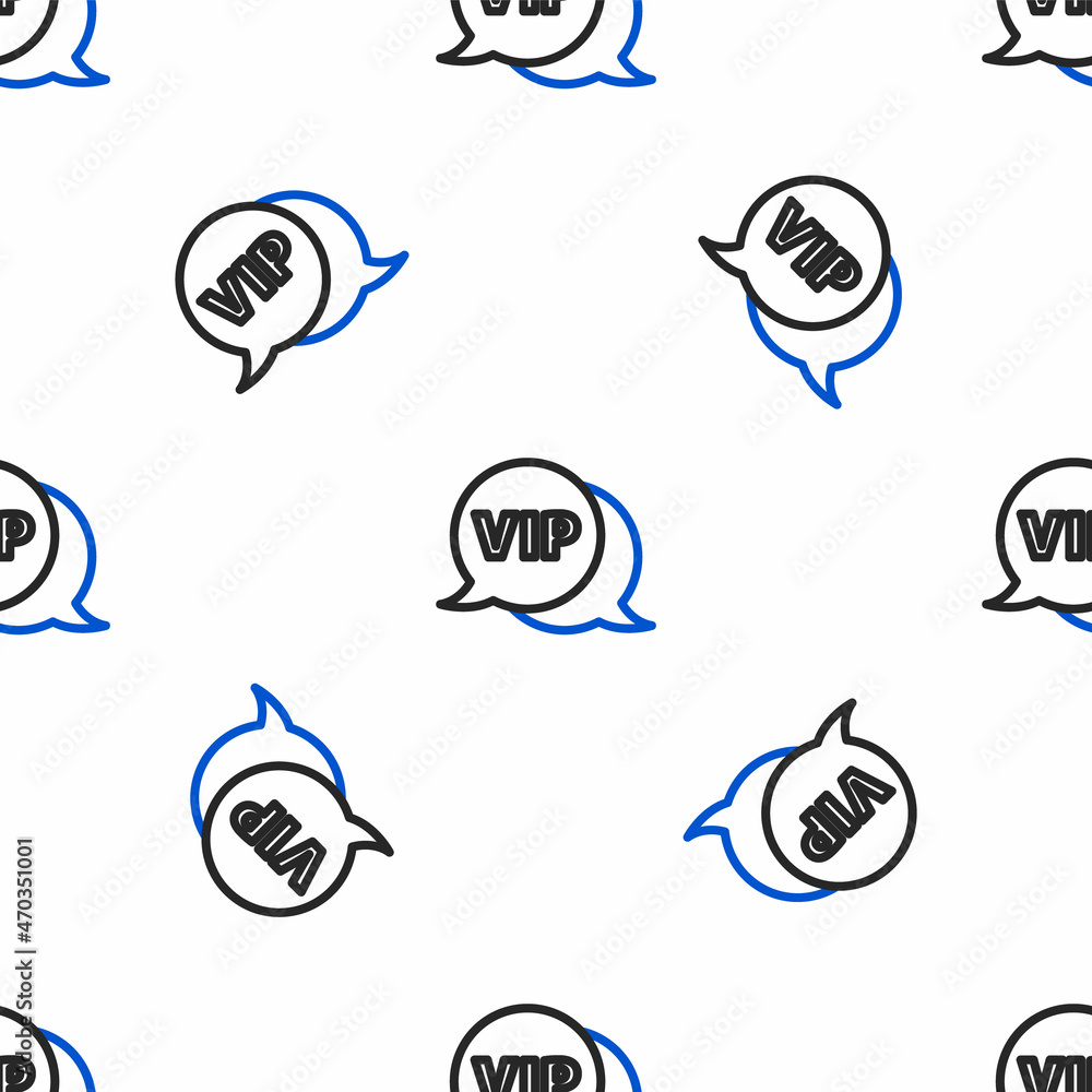 Poster line vip in speech bubble icon isolated seamless pattern on white background. colorful outline conce