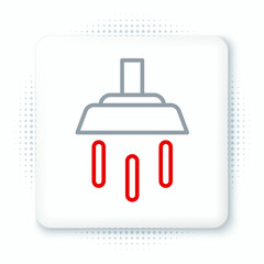 Line Shower head with water drops flowing icon isolated on white background. Colorful outline concept. Vector