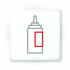 Line Sauce bottle icon isolated on white background. Ketchup, mustard and mayonnaise bottles with sauce for fast food. Colorful outline concept. Vector