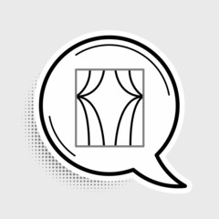 Line Circus curtain raises icon isolated on grey background. For theater or opera scene backdrop, concert grand opening or cinema premiere. Colorful outline concept. Vector