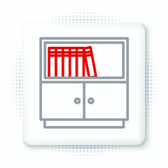 Line Library bookshelf icon isolated on white background. Colorful outline concept. Vector