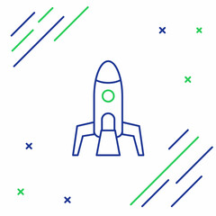 Line Rocket ship icon isolated on white background. Space travel. Colorful outline concept. Vector