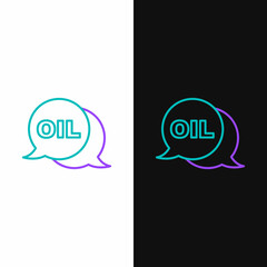 Line Word oil icon isolated on white and black background. Colorful outline concept. Vector