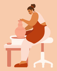 Illustration of person working on pottery wheel