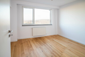 white empty room and wooden floor