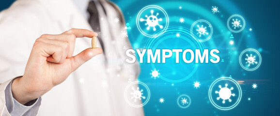 Doctor giving pill, virus concept