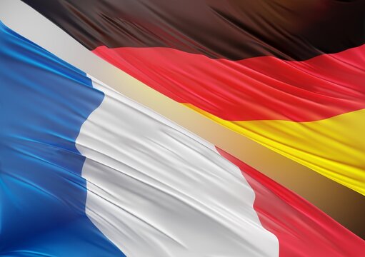 German Flag with Abstract France Flag Illustration 3D Rendering (3D Artwork)