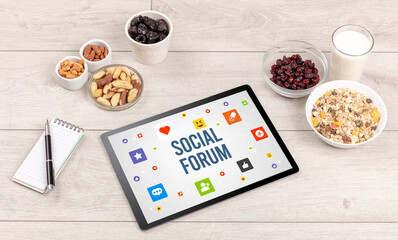 Healthy Tablet Pc compostion, social networking concept