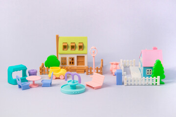 Plastic houses model of the city and environment