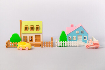 Plastic houses model of the city and environment