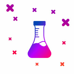 Color Test tube and flask chemical laboratory test icon isolated on white background. Laboratory glassware sign. Gradient random dynamic shapes. Vector