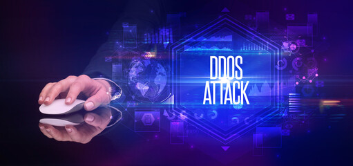 hand holding wireless peripheral, cyber security concept