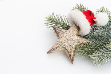 Christmas star decoration on white background.