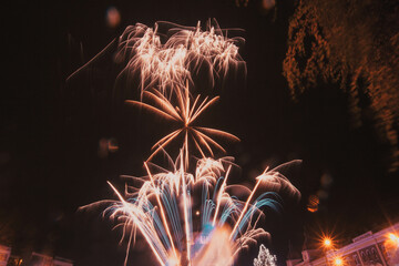 fireworks in the city happy New Year background