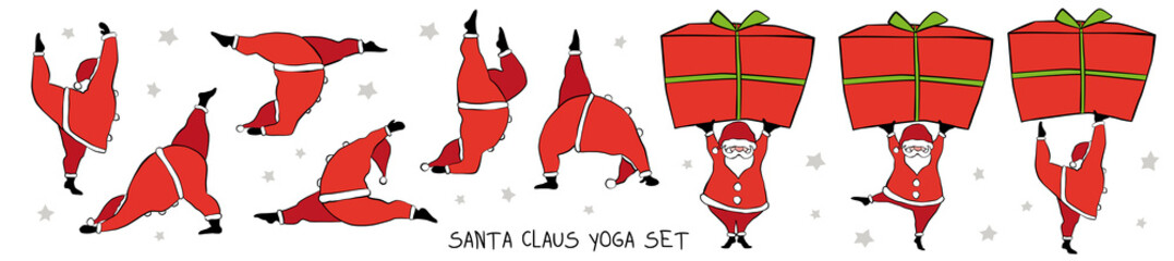 Santa_Claus_Yoga_set_1 - obrazy, fototapety, plakaty