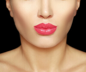 Color lips.Lipstick colors.Testing different lipsticks
