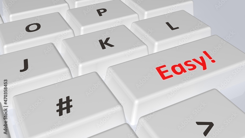 Aufkleber easy white computer keyboard - 3d rendering illustration