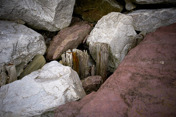 Beach pebbles, colourful rocks 