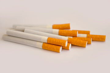 cigarettes bunch close-up light background