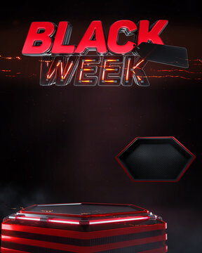 black week neon podium for compositing 3d rendering
