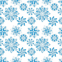 Fototapeta na wymiar Blue Tile Floral Repeat Pattern Background