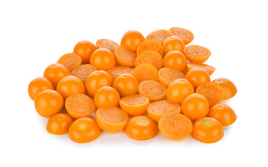 Heap of cape gooseberry (physalis) isolated on white background.