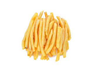 French fries isolated on white background. Top view