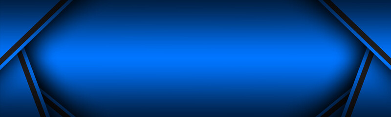 Blue abstract banner with layers above each other. Modern design header for your business. Vector illustration with oblique stripes and lines