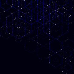Hexagon background with shimmery shiny particles. Festive background. eps 10