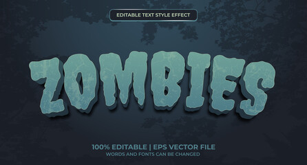 Zombie editable text effect. Editable zombie text effect vector modern style