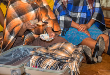 African woman paying