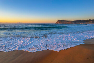 Surfs up aerial sunrise seascape